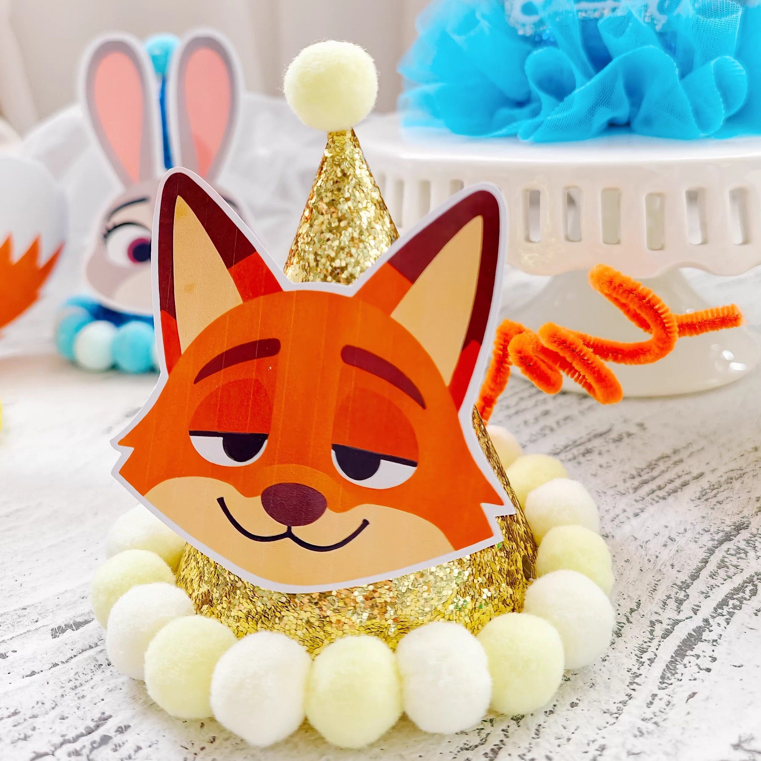 生日宴装扮疯狂动物城尼克狐狸警官生日帽甜品台蛋糕桌派对布置,个性定制/设计服务/DIY,其它日用/装饰定制,淘宝优惠券,粉丝福利购,淘宝优惠卷