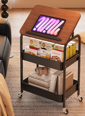 可移动茶几中古风小推车沙发边几床边置物架桌子客厅零食床头柜子