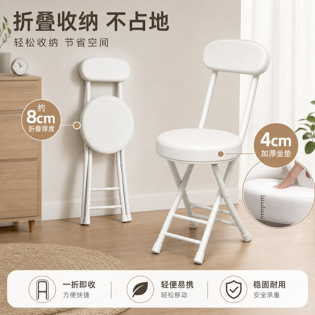 4CM加厚软座折叠餐椅现代百搭图片
