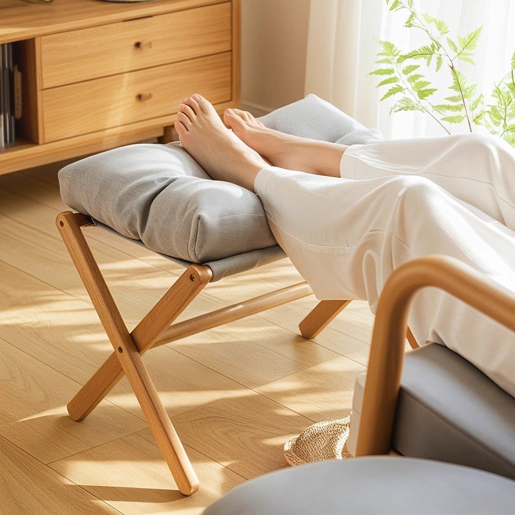 实木折叠矮凳家用搁脚凳换鞋凳沙发踩脚凳桌下垫脚办公室放脚神器