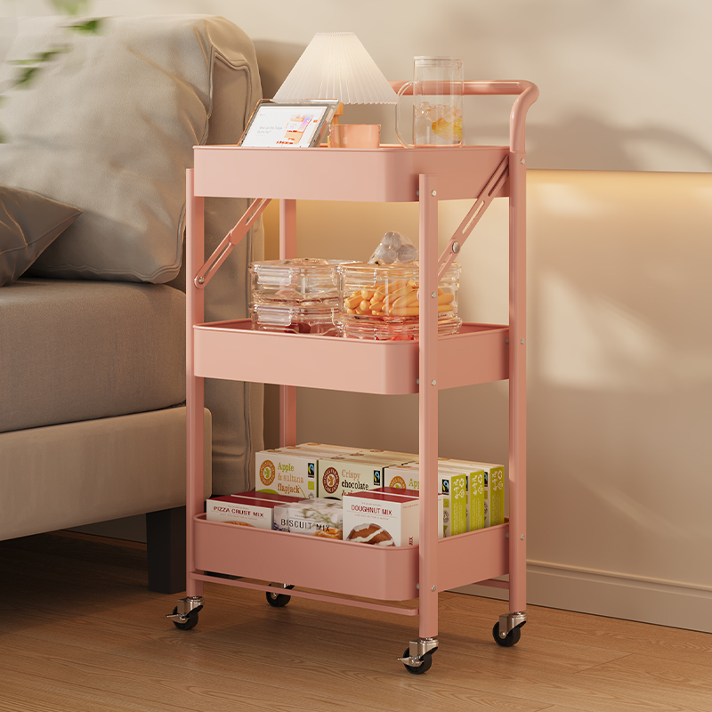 奶油风茶几收纳小推车置物可移动
