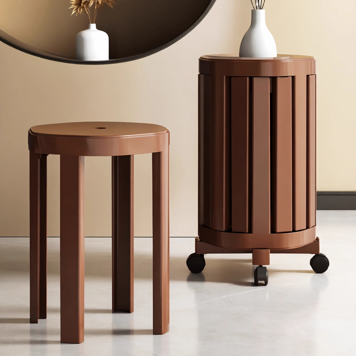 万向轮凳家用可移动折叠置物边几