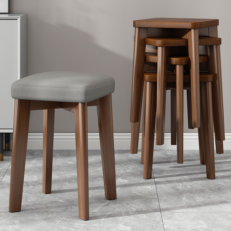 家用矮凳实木凳子客厅可叠放小板凳结实耐用现代简约备用餐凳椅子