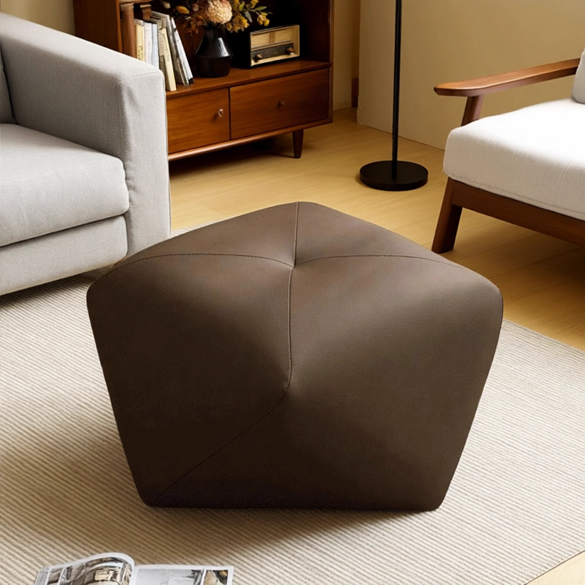 矮凳现代简约轻奢圆凳皮墩子沙发凳家用客厅换鞋凳高级感八角凳子,住宅家具,矮凳,淘宝优惠券,粉丝福利购,淘宝优惠卷