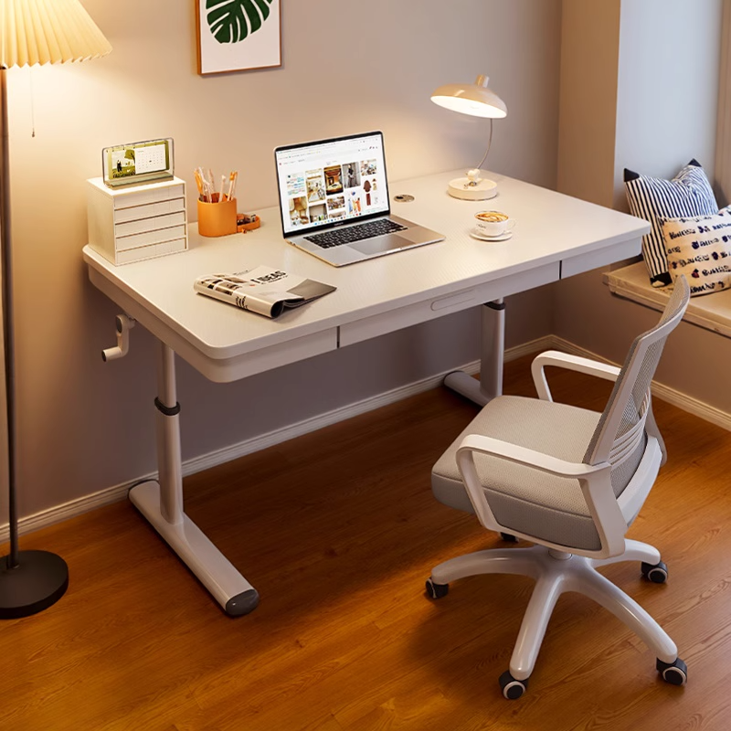 电脑桌子简约现代可手摇升降调节