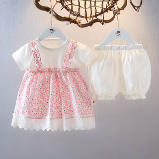 夏季女宝宝碎花两件套洋气夏装1-2-3岁女童短袖套装婴儿夏天衣服