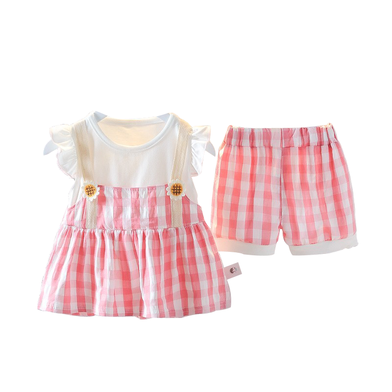 夏季女童短袖套装时髦夏装小女孩薄款两件套童装婴儿夏天外出服潮