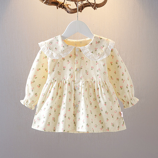 春季女宝宝长袖上衣2025新款婴儿碎花休闲时髦外套女童春天衣服潮