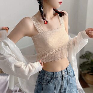 采购产品白色蕾丝内管顶部，胸部包裹，反暴露底，美丽的背部亲密