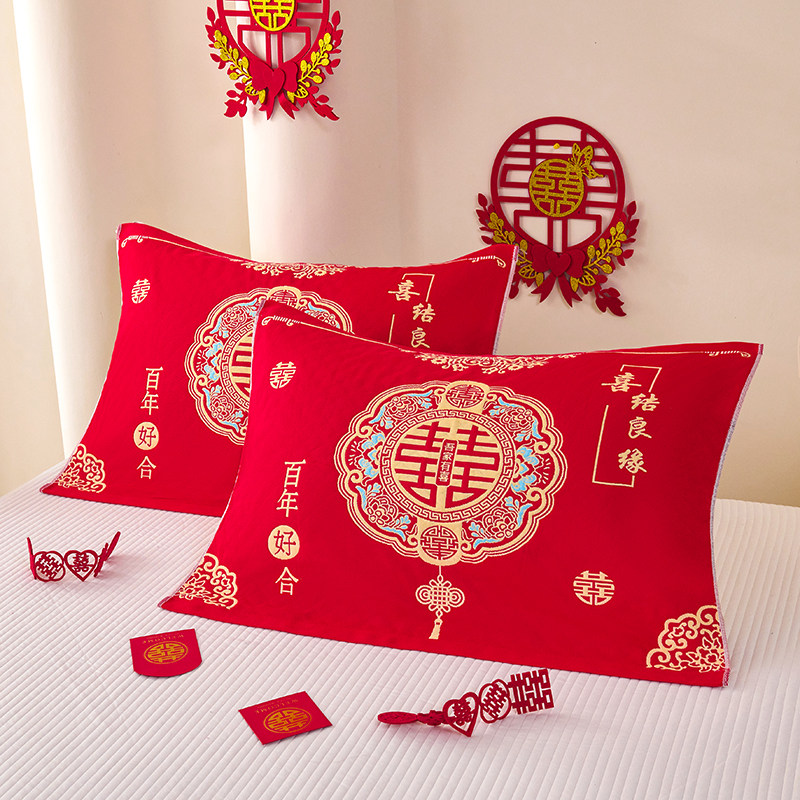 百福枕巾纯棉纱布枕头巾情侣家用婚庆福字大红色全棉盖巾新年垫巾,床上用品,枕巾,淘宝优惠券,粉丝福利购,淘宝优惠卷