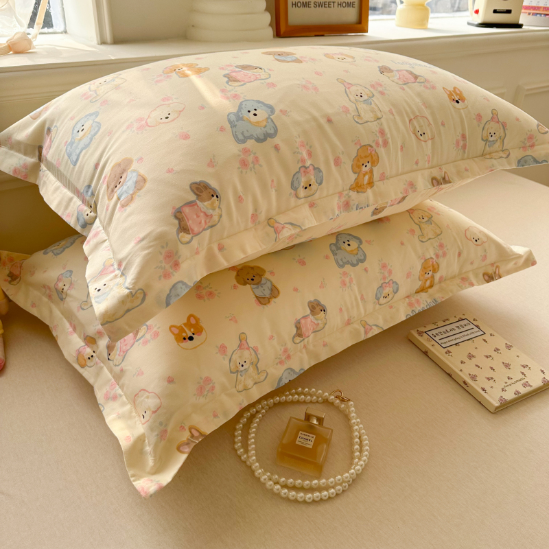 纯棉枕套全棉48X74家用枕头套加大枕芯套50X80儿童一对装单乳胶套
