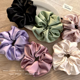 秋冬纯色缎面大肠发圈女高级感头绳2026新款 高端丸子头发绳头饰品