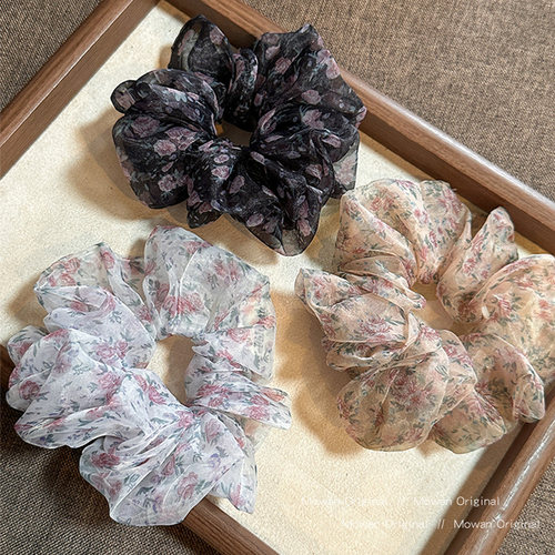 温柔风网纱小碎花大肠发圈
