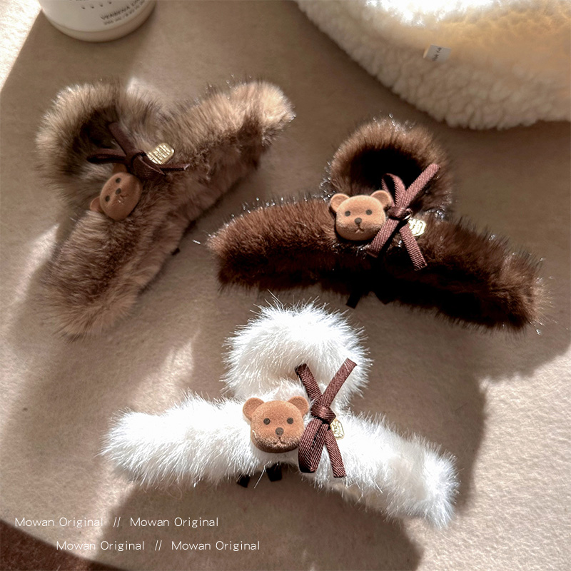 毛绒小熊蝴蝶结后脑勺抓夹