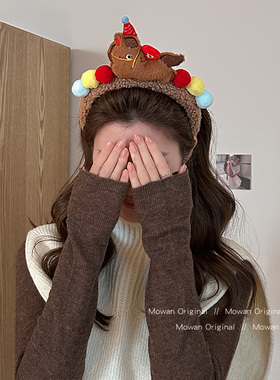 秋冬红色豹纹蝴蝶结发箍女款高级感洋气时尚头箍日常外戴发卡头饰