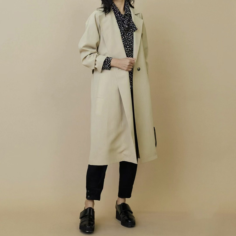 纯原L'E*U*PE6.4W酵素环保染色工艺 经典基础款中长款女风衣外套