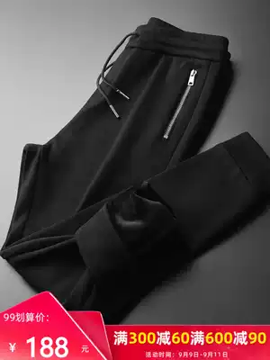 Men's casual pants 2021 Spring and Autumn new fashion black elastic waist zipper closure toe sports pants