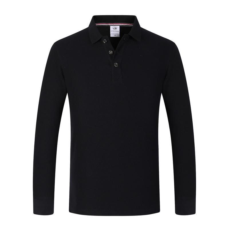 高端纯棉长袖polo衫定制工作服印logo工装工服餐饮公司集团衣服图片