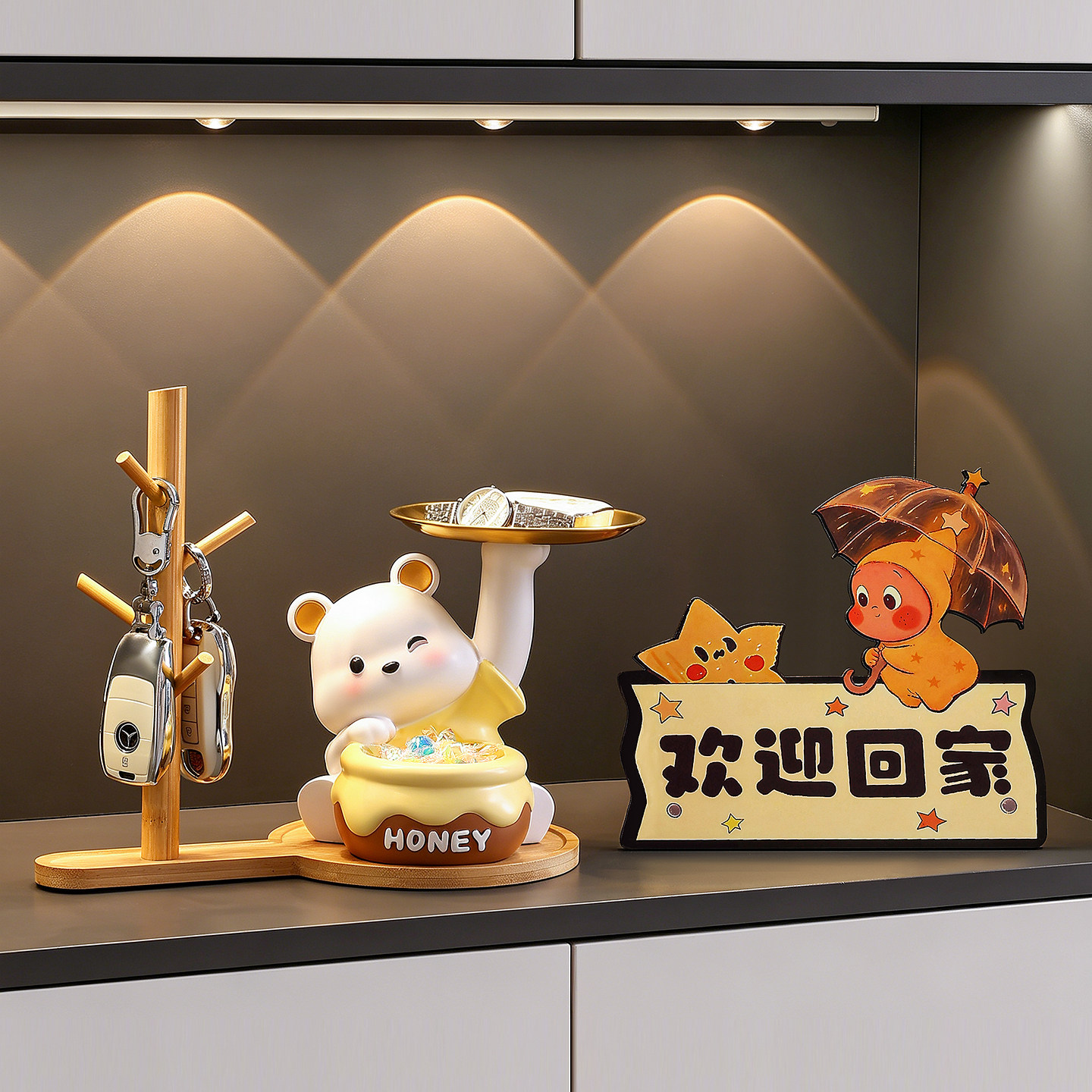钥匙收纳玄关置物架摆件装饰品图片
