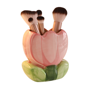 花朵笔筒化妆刷桶治愈系桌面收纳摆件办公室装饰品生日礼物送女生