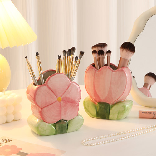 花朵笔筒收纳桌面小摆件生日礼物