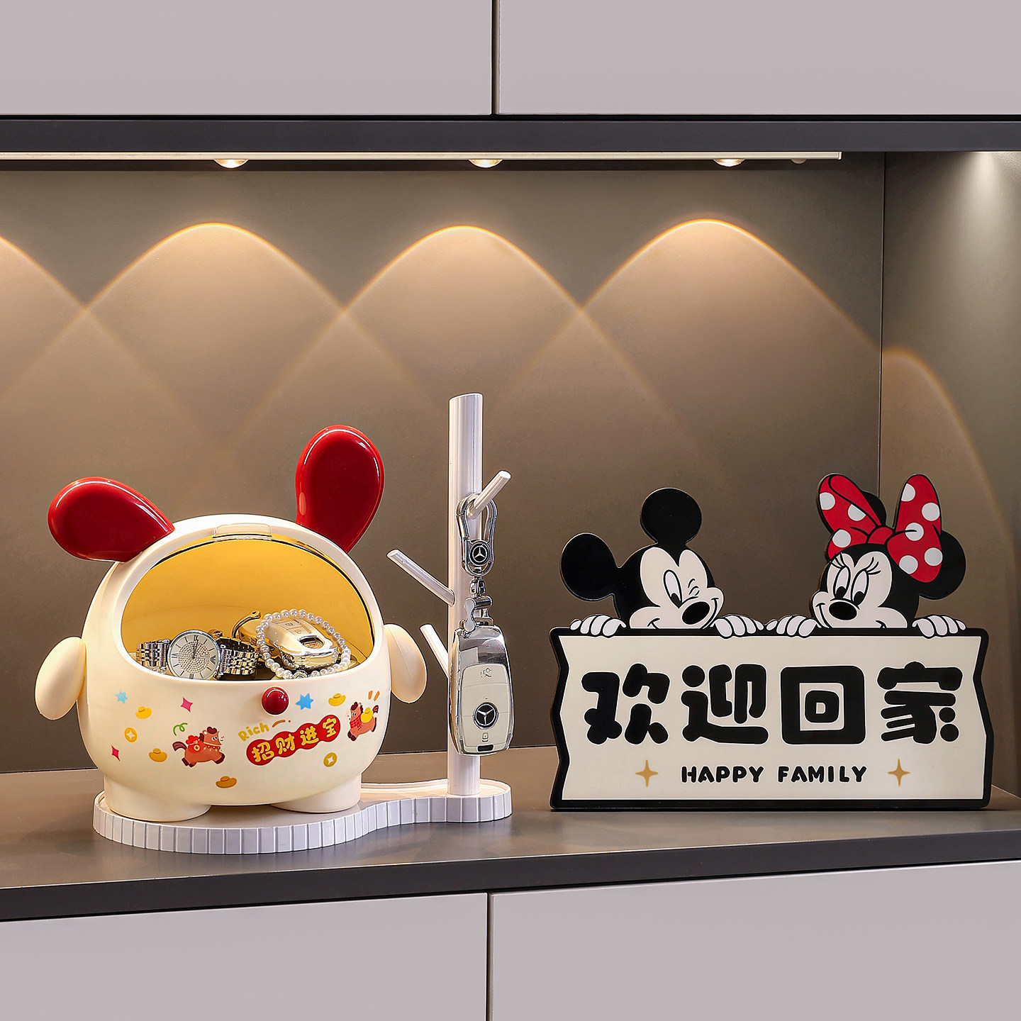 墩墩狗钥匙收纳盒门口进门入户玄关摆件置物架客厅电视鞋柜装饰品