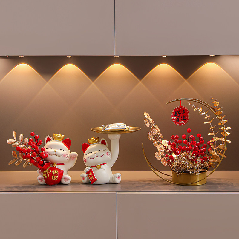 招财猫入户玄关钥匙收纳摆件门口鞋柜客厅家居装饰品乔迁新居礼品,家居饰品,装饰摆件,淘宝优惠券,粉丝福利购,淘宝优惠卷