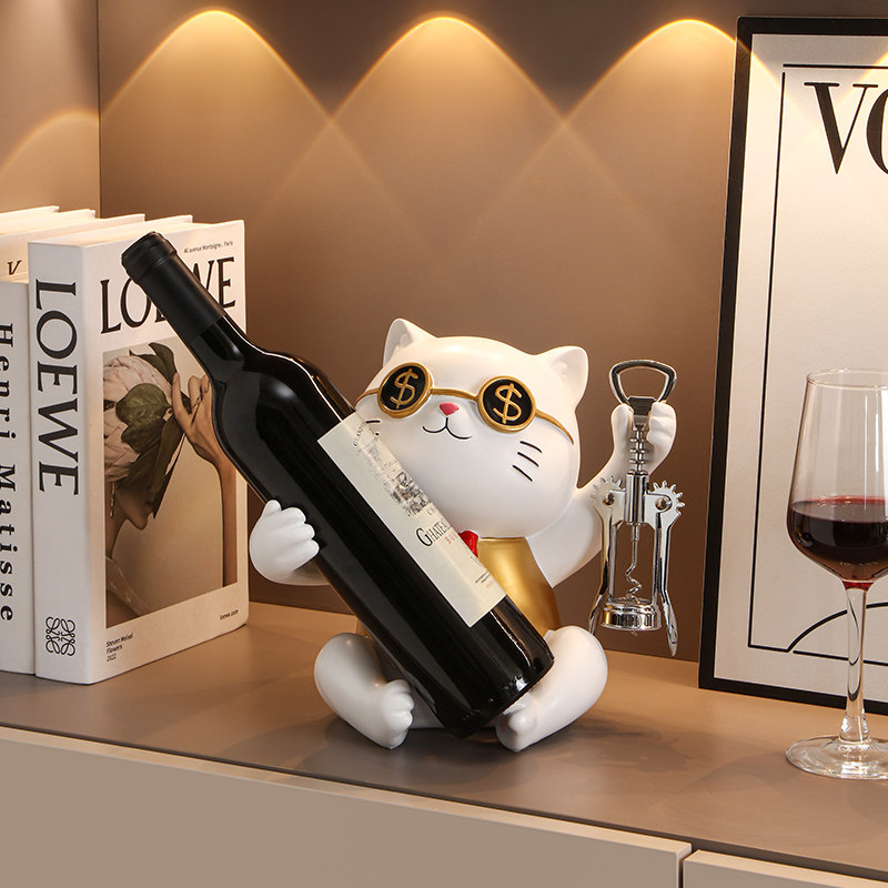 招财猫红酒架酒柜装饰品摆件轻奢高档家居客厅电视餐边柜2023新款