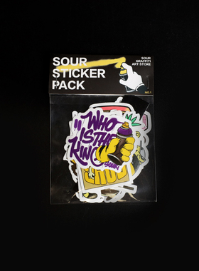 SOUR原创涂鸦贴纸包卡通设计涂鸦元素23张笔记本行李箱装饰贴纸