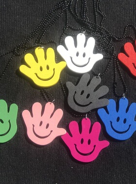 儿童木质小手项链男女长款毛衣链个性嘻哈饰品时尚百搭挂饰潮朋克