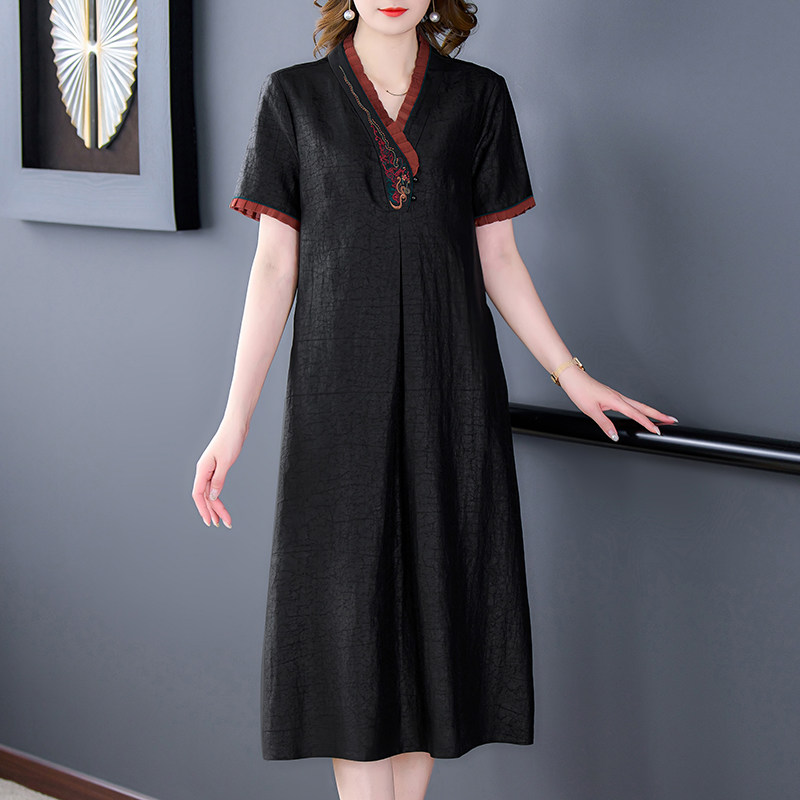 杭州大牌蚕素香云纱连衣裙高端真丝旗舰店品牌桑蚕丝中年妈妈女装