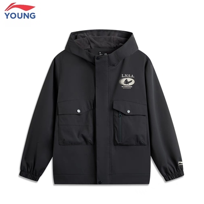 李宁运动风衣加绒外套冲锋衣