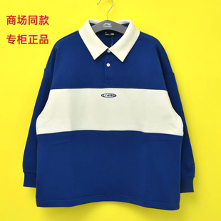 李宁童装 男童卫衣中大童翻领宽松套头女孩圆领上衣YWDW025 026春款