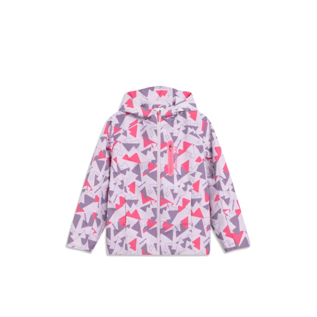 李宁童装026春款女童中大童运动风衣儿童防风保暖加绒外套YFDW038