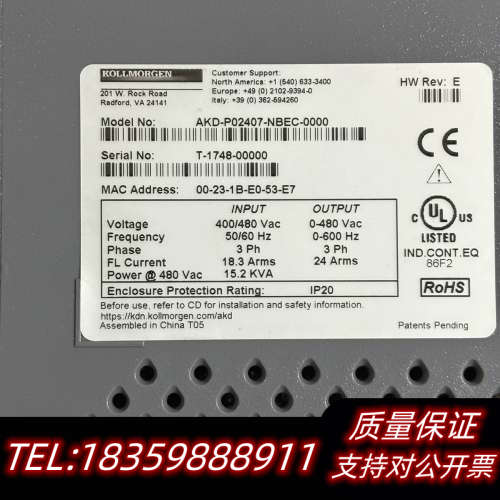 AKD-P02407-NBEC-0000 科尔摩根伺服驱动器议价