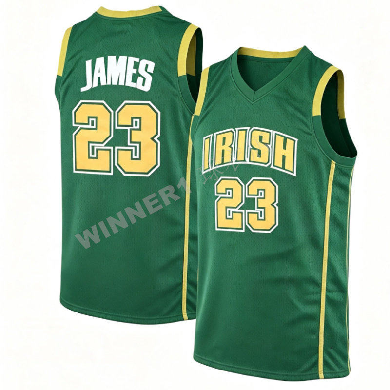美版密绣 圣玛丽高中2号勒布朗詹姆斯球衣JAMES 男子刺绣球迷版