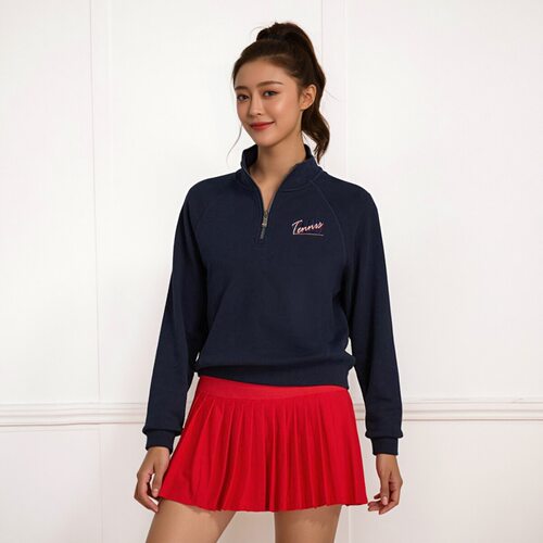TENNIS运动卫衣女半拉链立领球衫