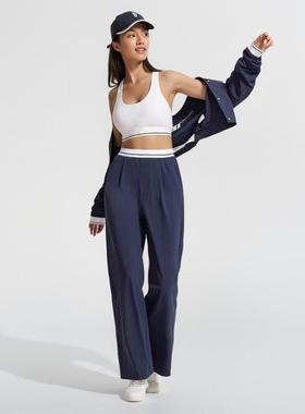 PARFOIS新款秋季女士网球长裤运动梭织弹力TENNIS速干宽松阔腿裤