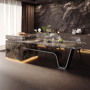 龙抬头岛台餐桌一体可定制岛台定制家用大小户型岩板倒台中导台