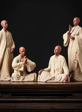 新中式陶瓷创意摆件多款式座禅意小和尚家居客厅玄关桌面装饰摆台