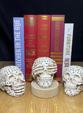 跨境平台不听不看不说扑克牌骷髅头家居摆件万圣节鬼屋道具工艺品