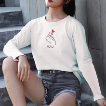 宽松2019新款 上衣体桖潮 妈妈薄款 打底衫 纯棉t恤女土长袖 全棉秋装