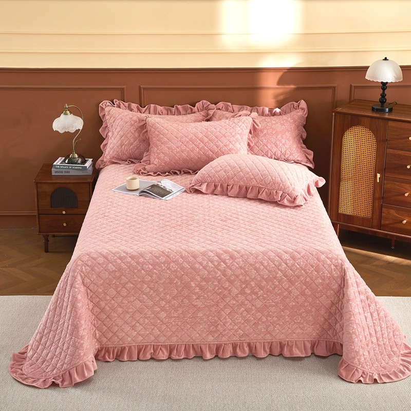 冬季保暖婴儿绒提花夹棉床盖三件套高级感加绒加厚榻榻米床单铺盖,床上用品,床盖,淘宝优惠券,粉丝福利购,淘宝优惠卷