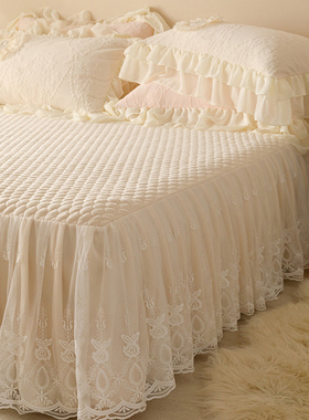 促冬季a类牛奶绒夹棉床裙单件高端公主花边加绒床罩加厚18x20床u.