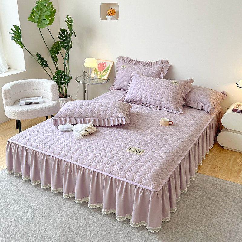 水洗棉单件夹棉床笠床裙二合一2025新款纯色四季通用全包防滑床罩,床上用品,床裙,淘宝优惠券,粉丝福利购,淘宝优惠卷