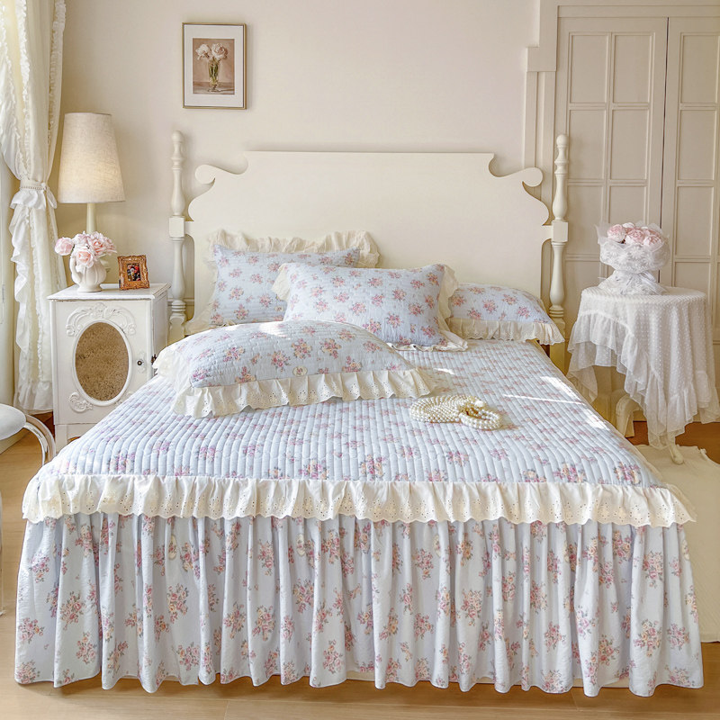 韩式印花竹节纱单件床笠式床裙小清新碎花床围裙夹棉全包防滑床罩,床上用品,床裙,淘宝优惠券,粉丝福利购,淘宝优惠卷
