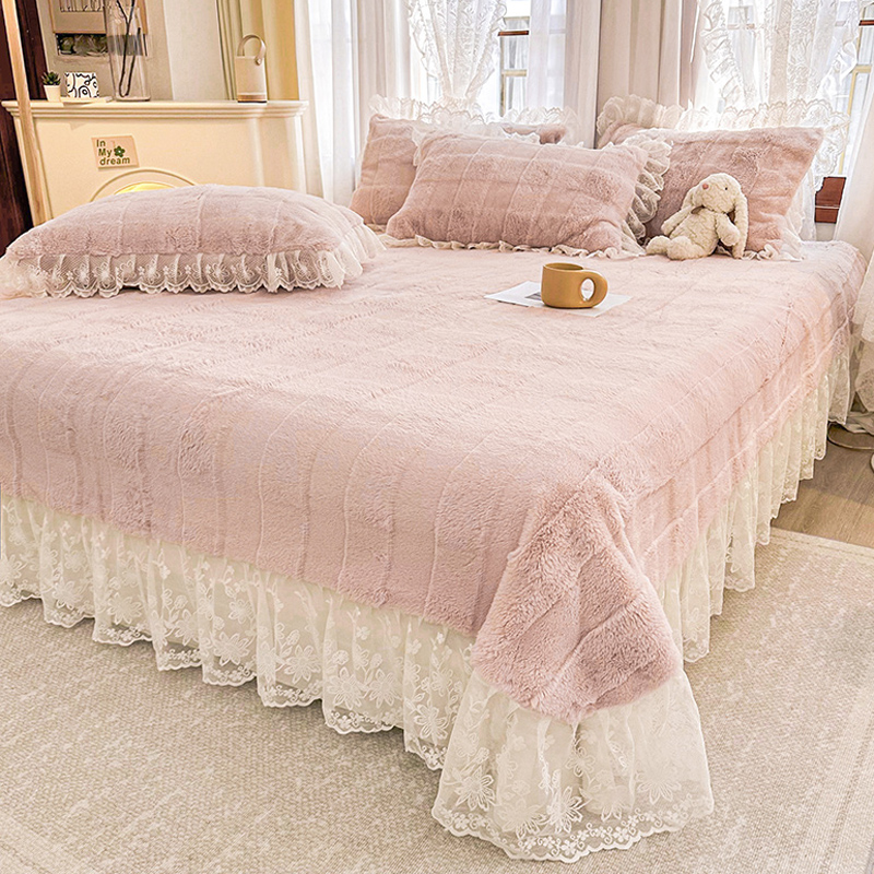 秋冬保暖兔毛绒床盖单件加厚舒适