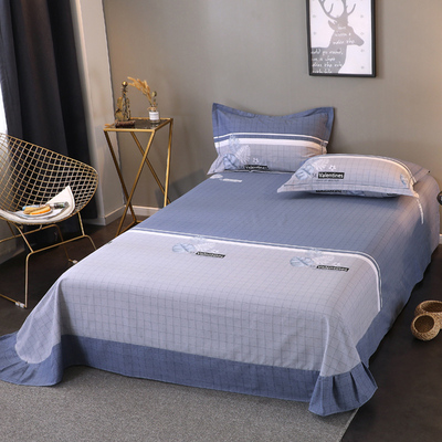 简约条格加厚纯棉磨毛床单单件
