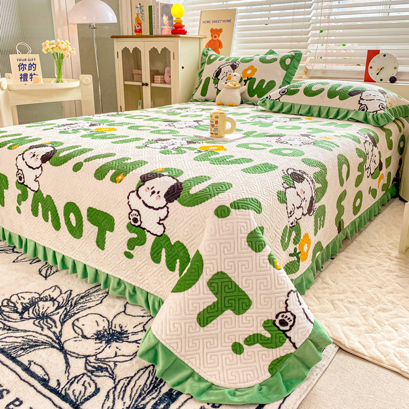 2022新款加厚牛奶水晶绒床盖单件防滑榻榻米秋冬季夹棉床单三件套,床上用品,床盖,淘宝优惠券,粉丝福利购,淘宝优惠卷