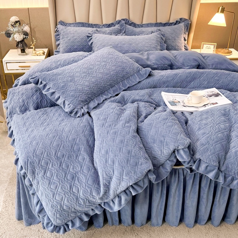 欧式牛奶绒被套夹棉加厚保暖